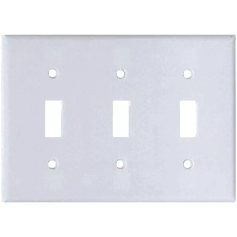 Eaton Wiring Devices 2141W-BOX Wallplate, 4-1/2 in L, 6-3/8 in W, 3 -Gang, Thermoset, White, High-Gloss