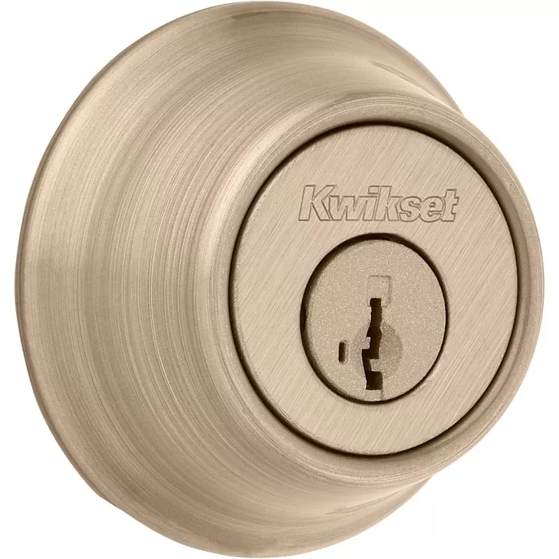 Kwikset 660 Series 6605SMTCPRCALK6 Deadbolt, 3 Grade, 1-Sided Key, Antique Brass, 2-3/8 to 2-3/4 in Backset, KW1 Keyway