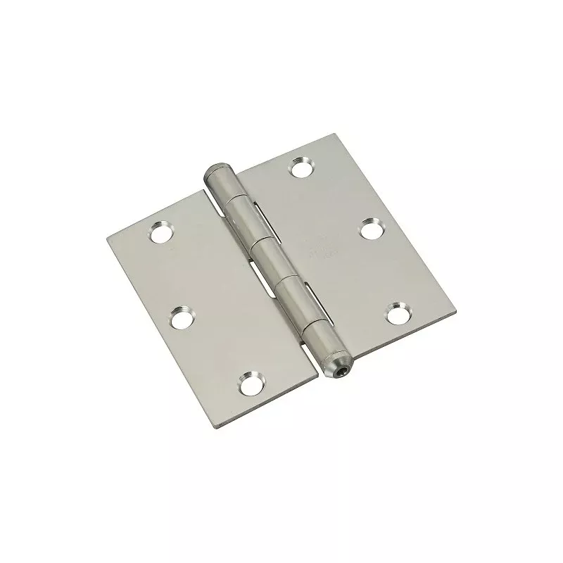National Hardware N225-920 Square Corner Door Hinge, 3-1/2 in H Frame Leaf, Stainless Steel, Stainless Steel, 55 lb