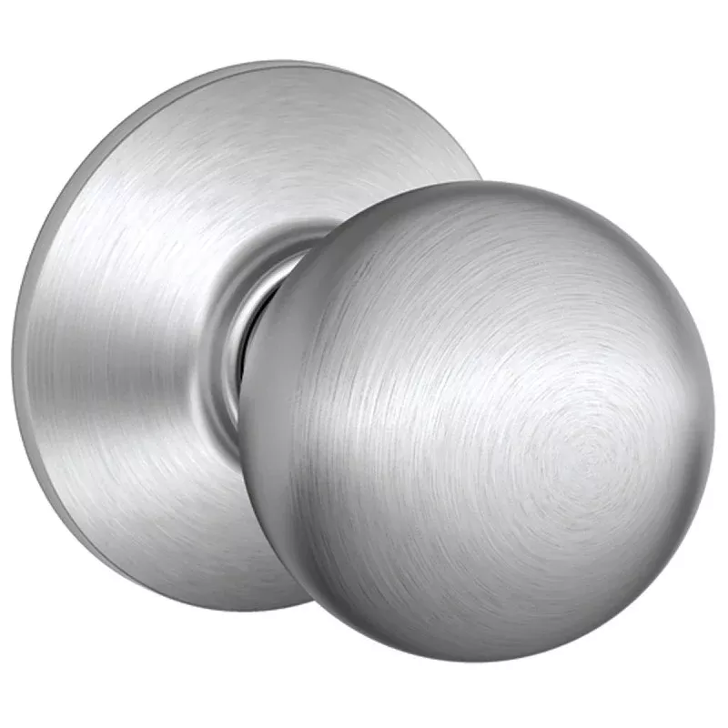 Schlage F Series F10ORBIT626 Passage Knob, Orbit, Round, 2-3/4 in Dimensions, Metal, Full Lip Round Corner Strike